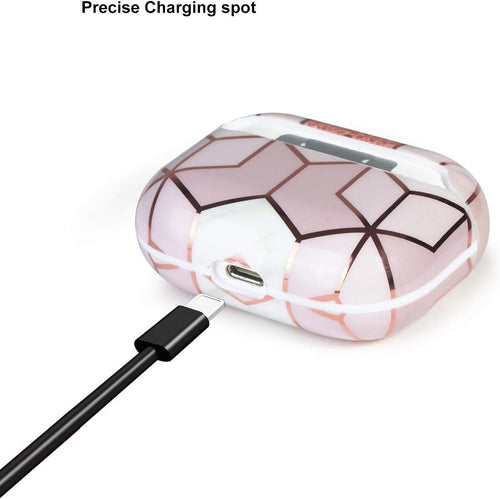 Airpods Pro Cute Case, Cute Apple Airpods Pro Cover Case Protective Airpods Pro Accessories Kit for Girls with 2 Keychains Compatiable with Apple Airpods Pro Case, Golden Marble